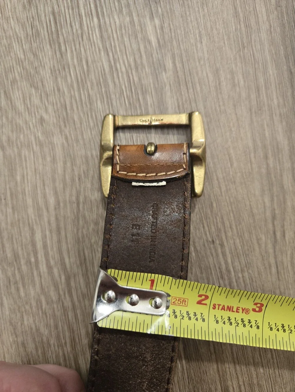Mens Cole Haan Burnished Brown Leather Belt Grunge Rustic Size 36 Western VTG